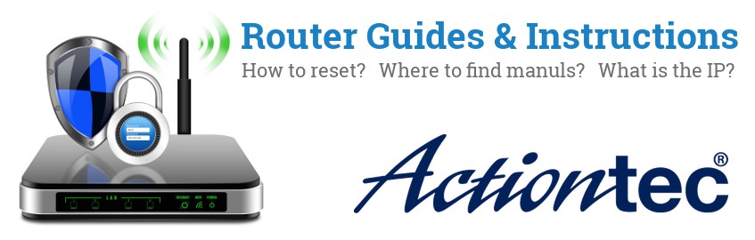 Image of a Actiontec router with 'Router Reset Instructions'-text and the Actiontec logo