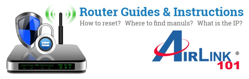 Image of a Airlink101 router with 'Router Reset Instructions'-text and the Airlink101 logo