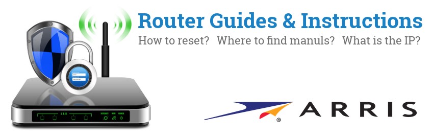 Image of a Arris router with 'Router Reset Instructions'-text and the Arris logo