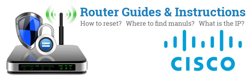 Image of a Cisco router with 'Router Reset Instructions'-text and the Cisco logo