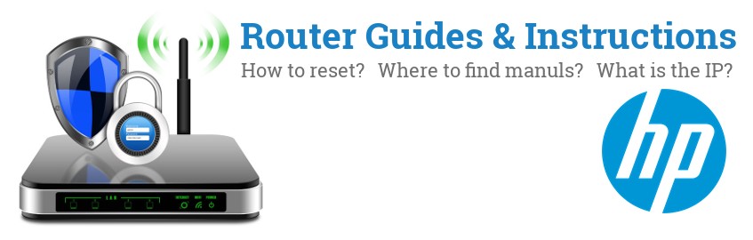 Image of a HP router with 'Router Reset Instructions'-text and the HP logo