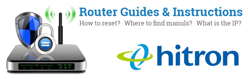 Image of a Hitron router with 'Router Reset Instructions'-text and the Hitron logo