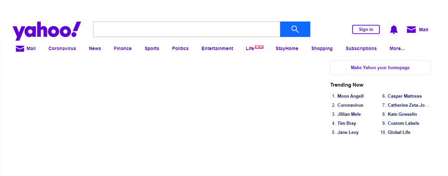 Yahoo's main page.