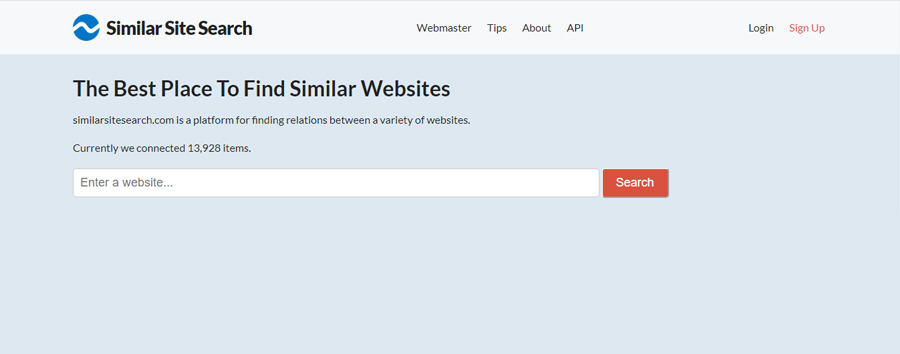 Similar Site Search main page.